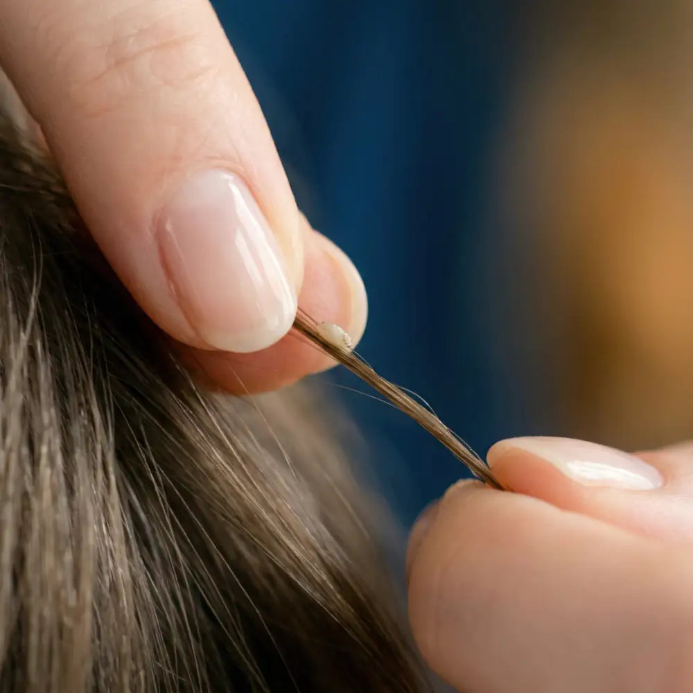 Zoom sur un poux visible dans les cheveux d'une personne