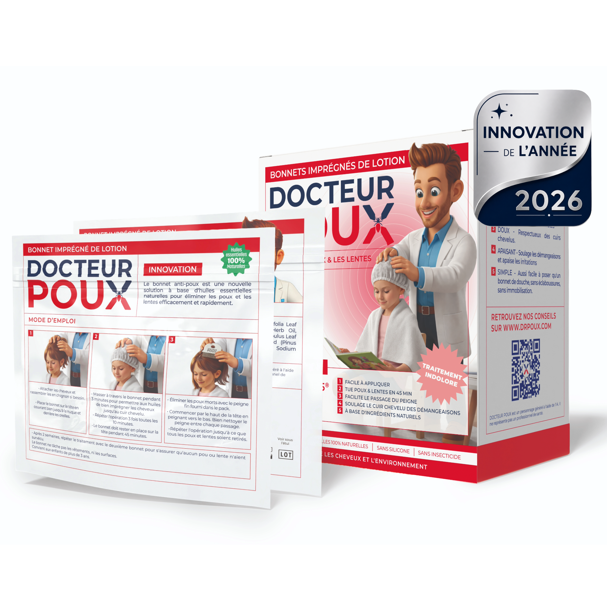 BONNETS IMPREGNÉS DE LOTION ANTI-POUX