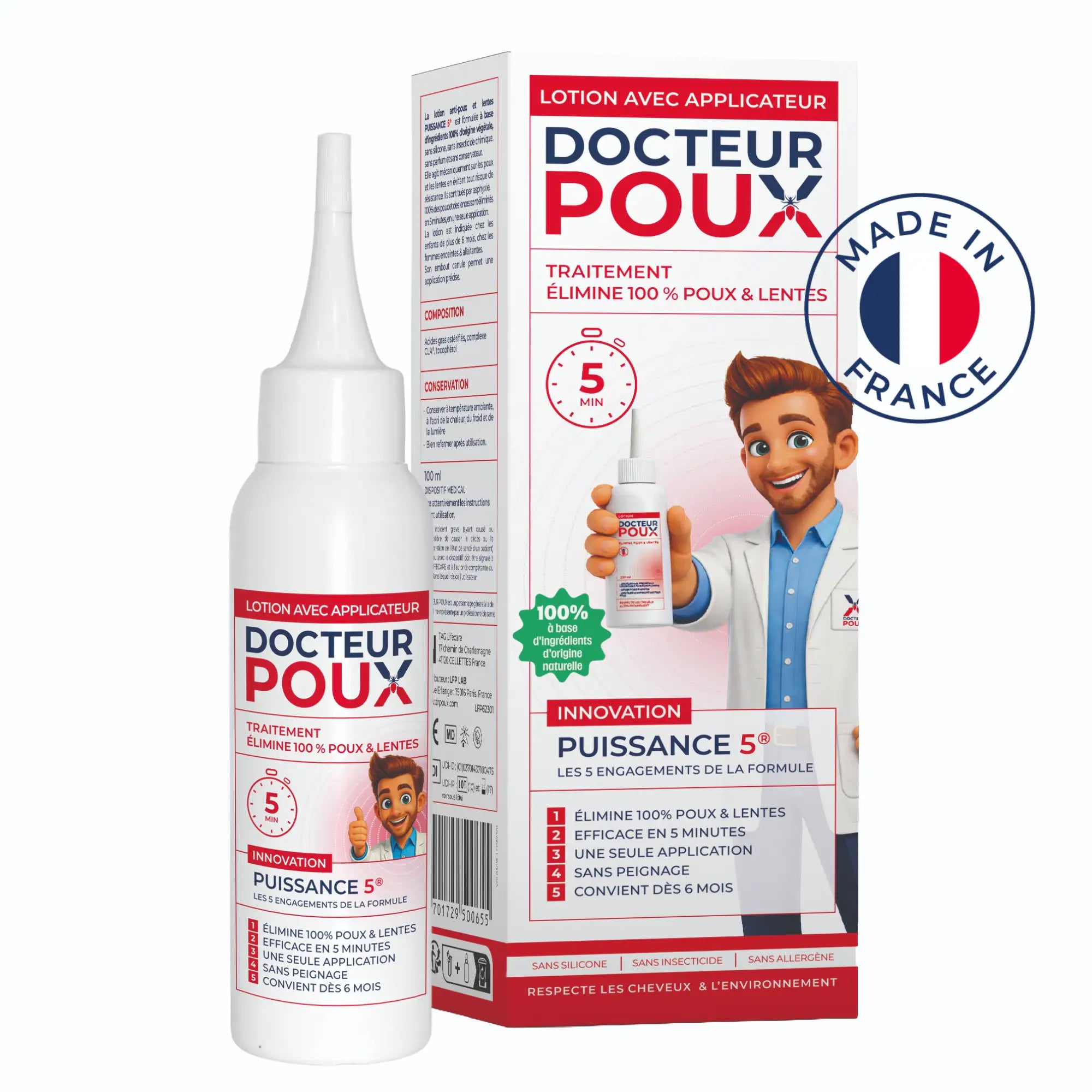 Lotion Anti-Poux Applicateur Puissance 5® | DOCTEUR POUX