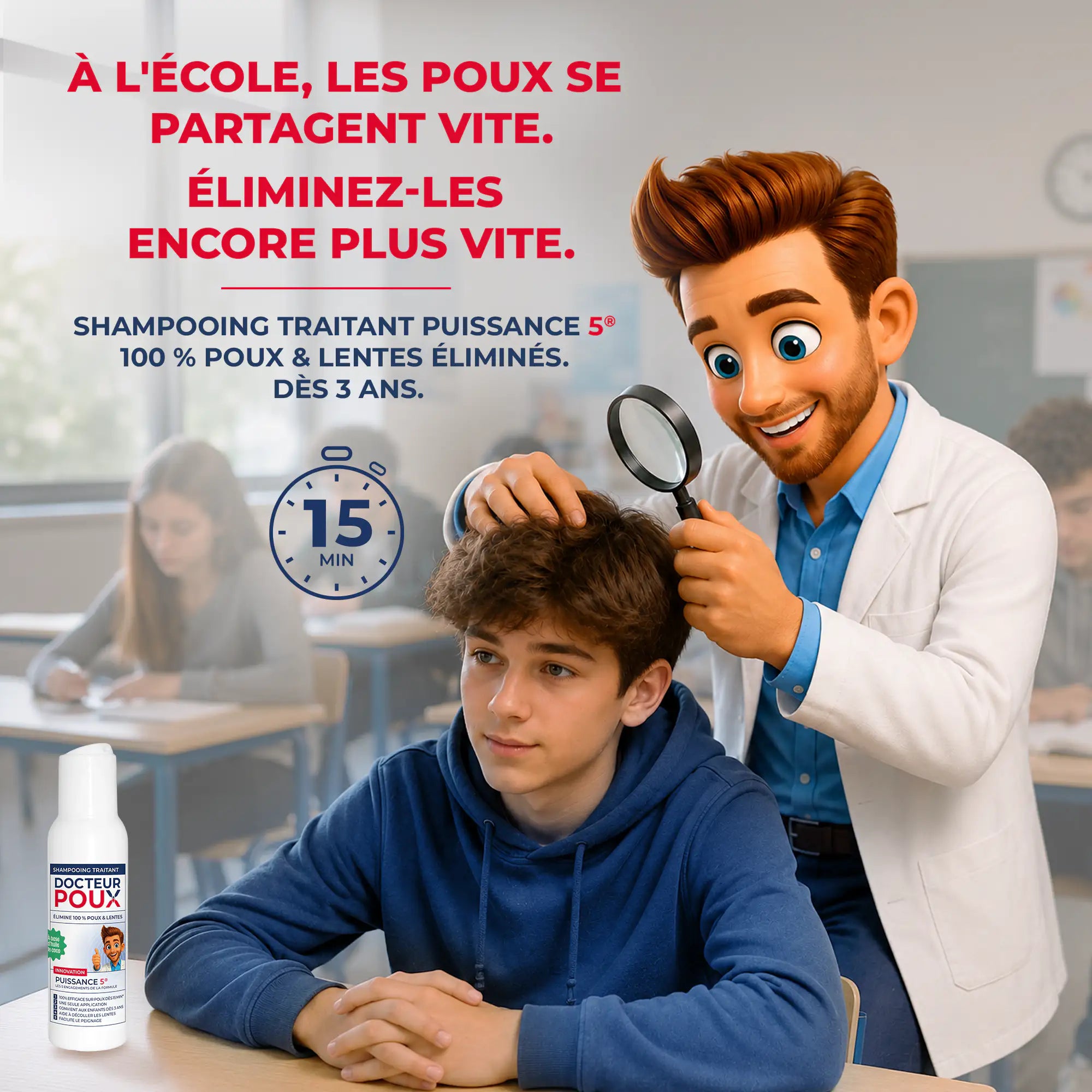Shampoing Anti-Poux Format Voyage 100ml Puissance 5® | DOCTEUR POUX
