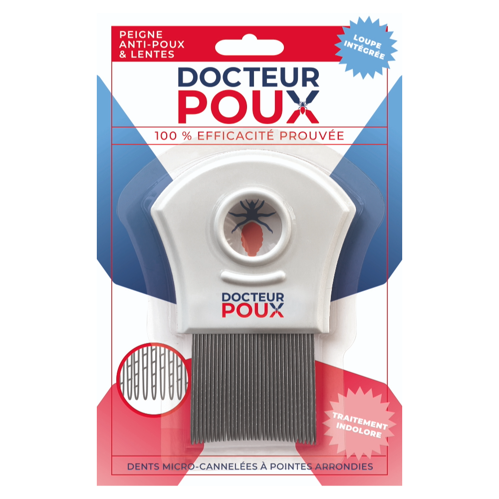 PEIGNE DENTS MICRO CANNELEES ET LOUPE INTEGREE