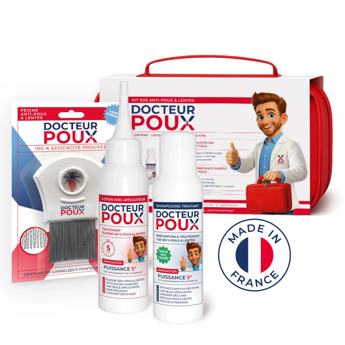 Kit SOS anti-poux rentrée Docteur Poux : lotion, shampoing et peigne