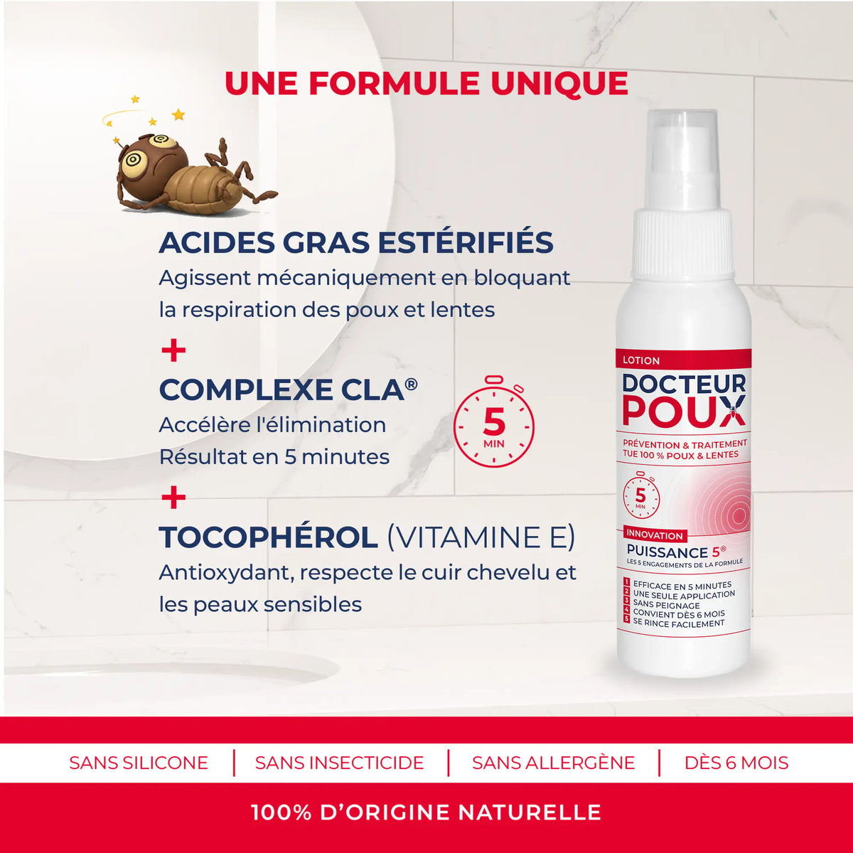 Flacon de lotion anti-poux en spray Puissance 5 Docteur Poux