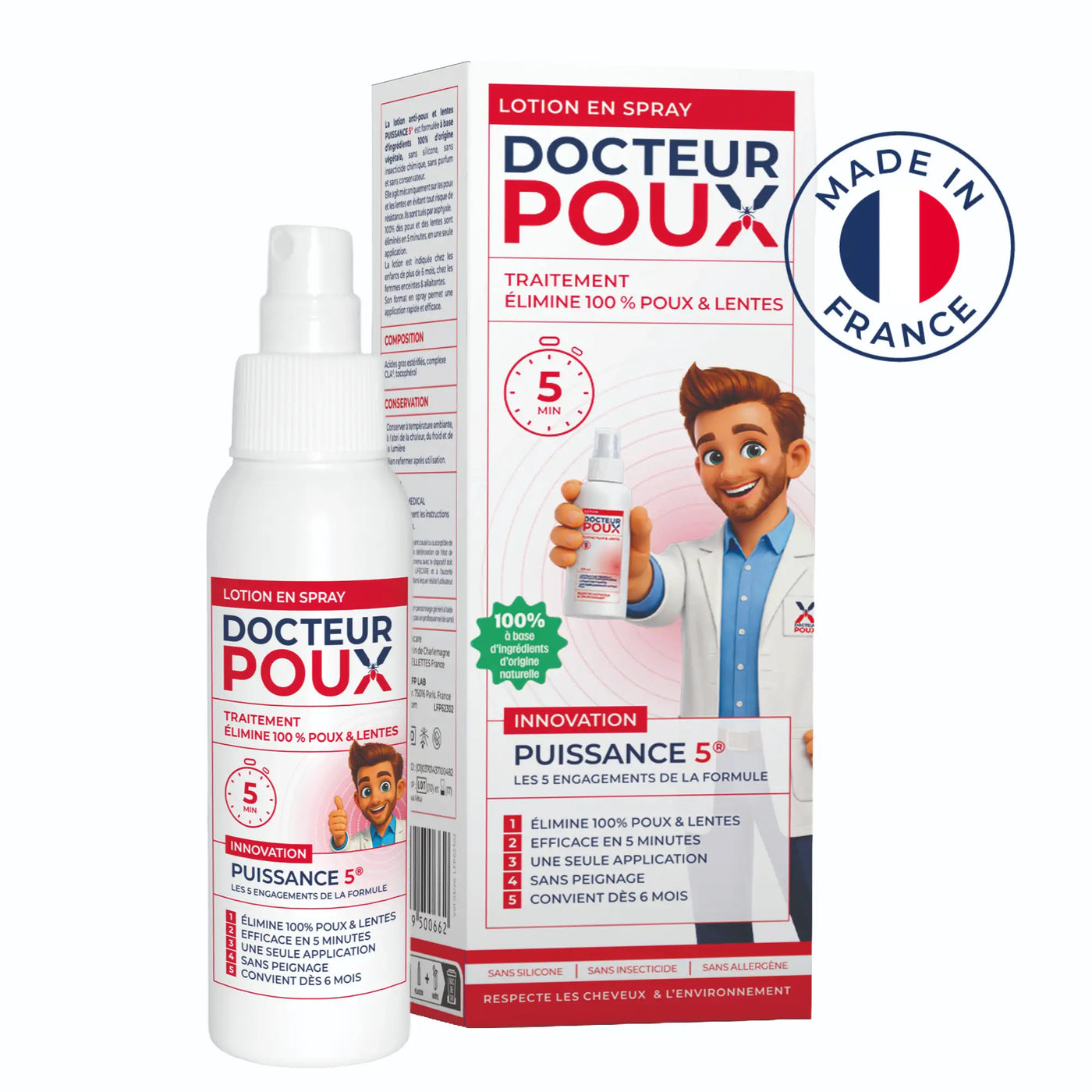 Flacon de lotion anti-poux en spray Puissance 5 Docteur Poux