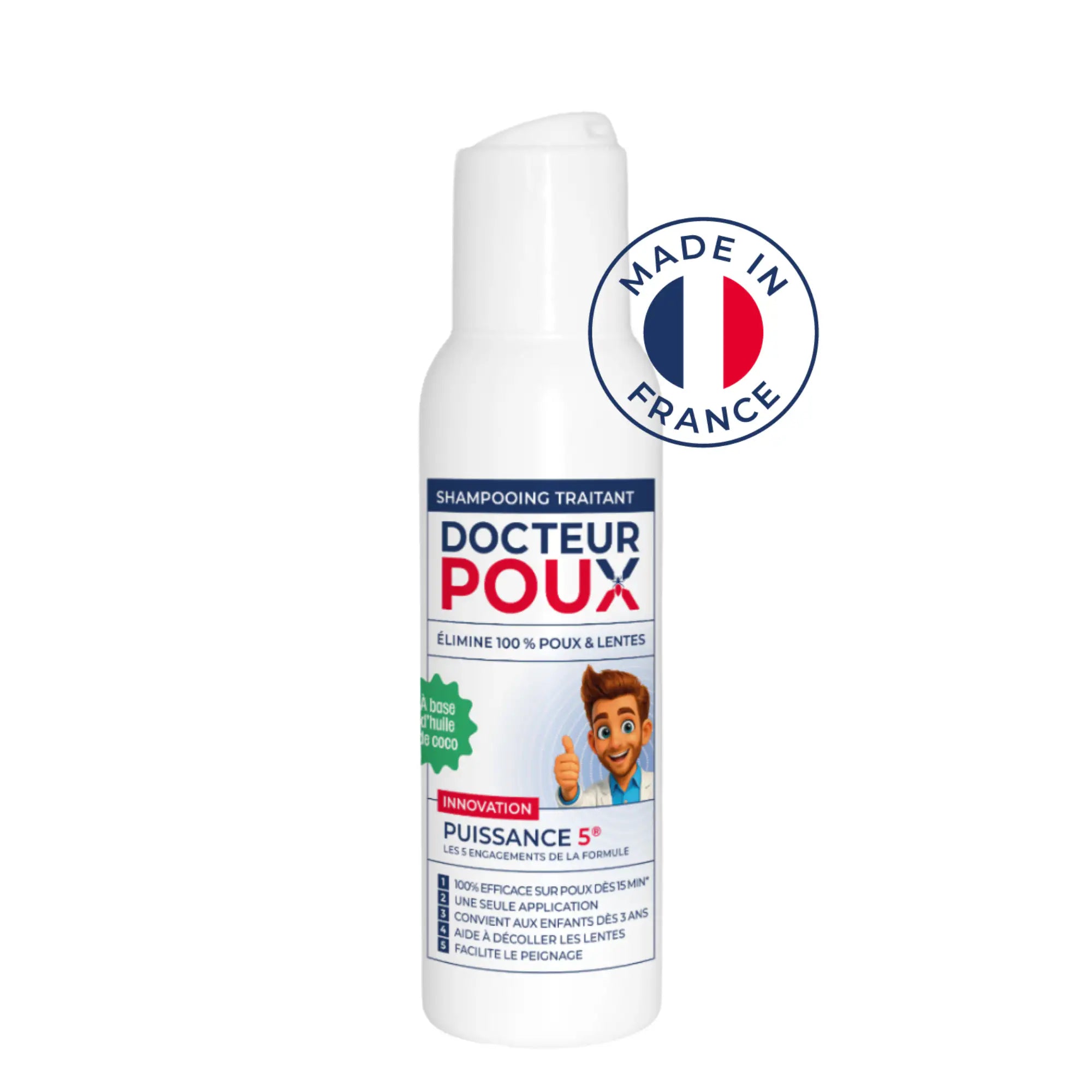 Flacon de shampoing anti-poux format voyage 100 ml Puissance 5 Docteur Poux